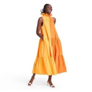 Christopher John Rogers Orange Maxi Sundress Resort Wear